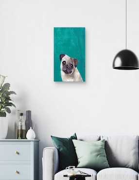 Pintura Cachorro Pug técnica mixta Cuadros Jr