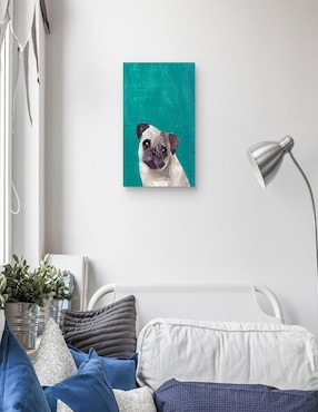 Pintura Cachorro Pug técnica mixta Cuadros Jr