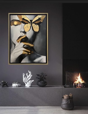 Pintura Golden Butterfly técnica mixta Lune Art Gallery Rostros