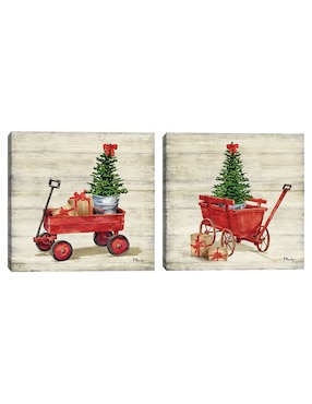 Pintura Vagon de Navidad técnica mixta Cuadros Jr