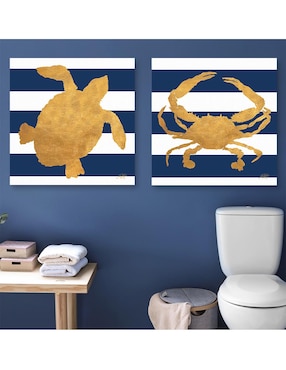 Pintura Criaturas marinas en rayas III técnica mixta Cuadros Jr