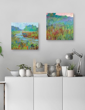 Pintura Verdes de primavera técnica mixta Cuadros Jr
