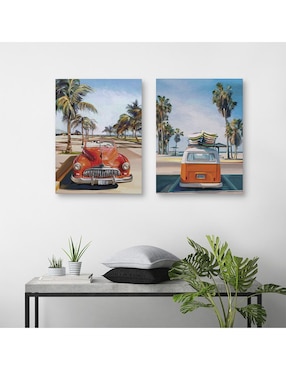 Pintura Dia de Playa Retro I técnica mixta Cuadros Jr