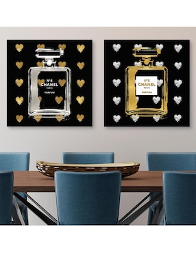 Pintura Corazones dorados técnica mixta Cuadros Jr