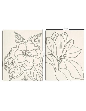 Pintura Cultivo de dibujo de línea de gardenia técnica mixta Cuadros Jr