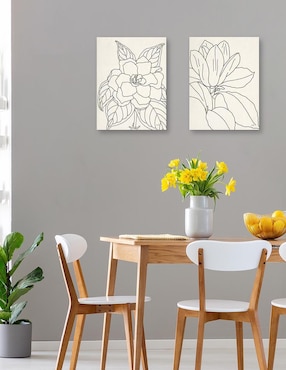 Pintura Cultivo de dibujo de línea de gardenia técnica mixta Cuadros Jr