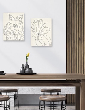 Pintura Cultivo de dibujo de línea de gardenia técnica mixta Cuadros Jr