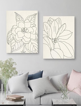 Pintura Cultivo de dibujo de linea de gardenia técnica mixta Cuadros Jr
