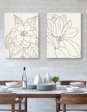 Pintura Cultivo de dibujo de linea de gardenia técnica mixta Cuadros Jr