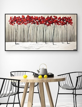 Pintura Cuando el verano y el invierno chocan técnica mixta Cuadros Jr Paisaje Floral