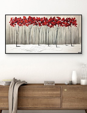 Pintura Cuando el verano y el invierno chocan técnica mixta Cuadros Jr Paisaje Floral