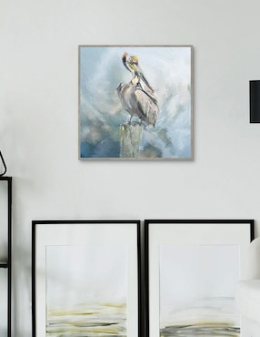 Pintura Encaramado en el paraíso técnica mixta Cuadros Jr Animal Pelícano