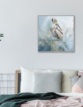 Pintura Encaramado en el paraíso técnica mixta Cuadros Jr Animal Pelícano