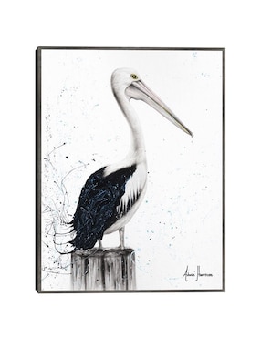 Pintura Esperando el sol técnica mixta Cuadros Jr Animal Pelícano
