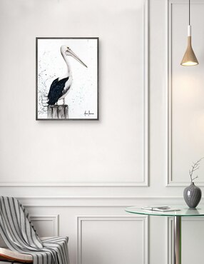 Pintura Esperando el sol técnica mixta Cuadros Jr Animal Pelícano
