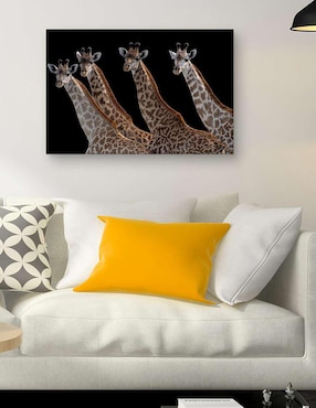 Pintura Jirafas en una fila negra técnica mixta Cuadros Jr Animales