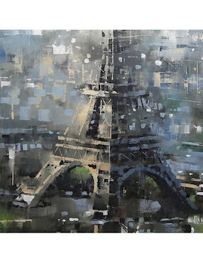 Pintura Paris azul técnica mixta Cuadros Jr Paisaje