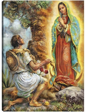 Pintura Señora de Guadalupe y Juan Diego técnica mixta Cuadros Jr Religion