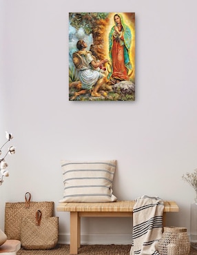 Pintura Señora de Guadalupe y Juan Diego técnica mixta Cuadros Jr Religion