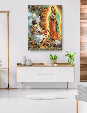 Pintura Señora de Guadalupe y Juan Diego técnica mixta Cuadros Jr Religion