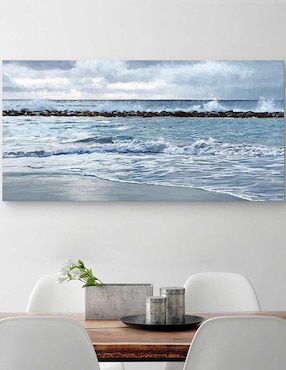 Pintura Luz de panel Sunrise Blues técnica mixta Cuadros Jr Paisaje
