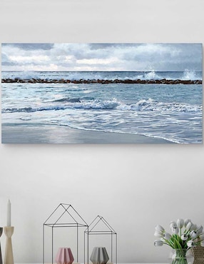 Pintura Luz de panel Sunrise Blues técnica mixta Cuadros Jr Paisaje