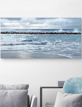 Pintura Luz de panel Sunrise Blues técnica mixta Cuadros Jr Paisaje