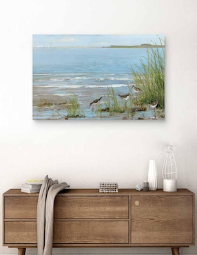 Pintura Playa Sandpiper técnica mixta Cuadros Jr Costa