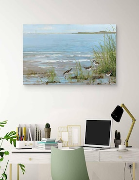 Pintura Playa Sandpiper técnica mixta Cuadros Jr Costa
