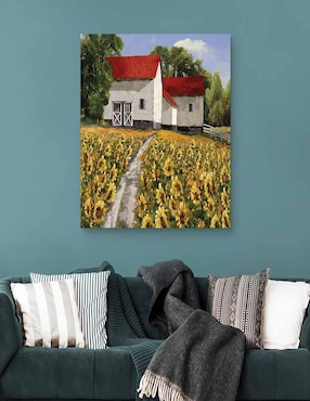Pintura Ruta del Girasol técnica mixta Cuadros Jr Paisaje