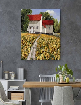 Pintura Ruta del Girasol técnica mixta Cuadros Jr Paisaje