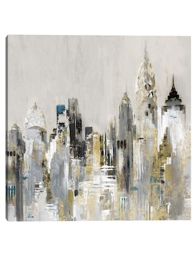 Pintura Paisaje urbano dorado técnica mixta Cuadros Jr Paisaje
