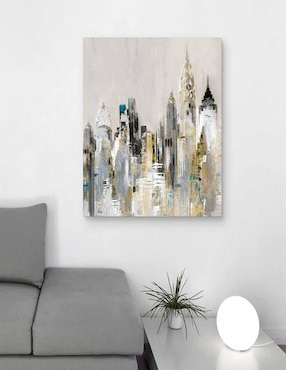 Pintura Paisaje urbano dorado técnica mixta Cuadros Jr Paisaje