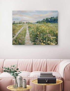 Pintura Prado junto al lago técnica mixta Cuadros Jr Paisaje