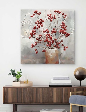 Pintura Plaza de bayas y flores técnica mixta Cuadros Jr Floral
