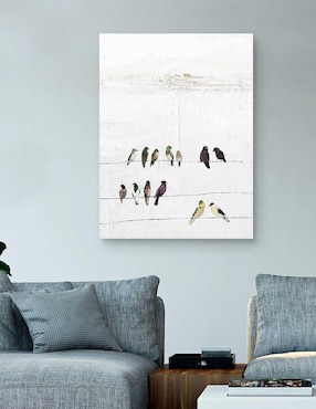 Pintura Pájaros en un alambre técnica mixta Cuadros Jr Animales