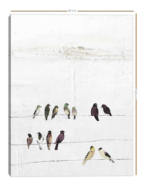 Pintura Pájaros en un alambre técnica mixta Cuadros Jr Animales