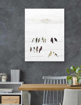 Pintura Pájaros en un alambre técnica mixta Cuadros Jr Animales