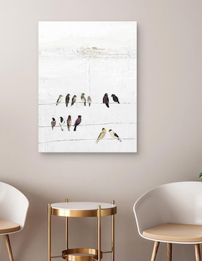 Pintura Pájaros en un alambre técnica mixta Cuadros Jr Animales