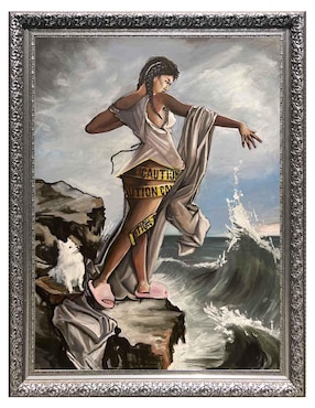 Pintura La del Muelle de San Blas técnica mixta Lune Art Gallery Surrealismo