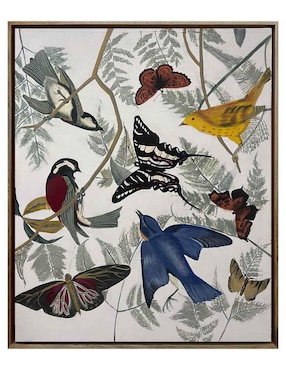 Pintura Entre Aves y Mariposas técnica acrílico Lune Art Gallery Aves y mariposas