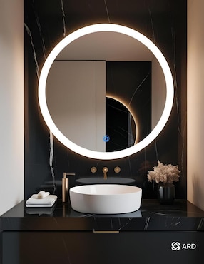 Espejo redondo Ard para baño con luz Led Luminous Glass Halo