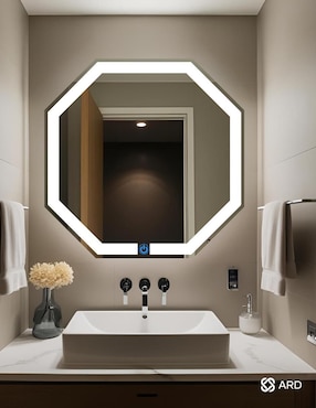 Espejo octagonal Ard para baño con luz led Glanz Octaglow