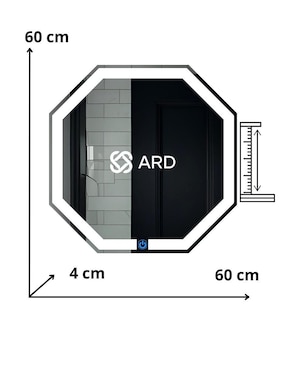 Espejo octagonal Ard para baño con luz led Glanz Octaglow