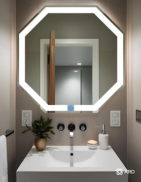 Espejo octagonal Ard para baño con luz led Glanz Octaglow