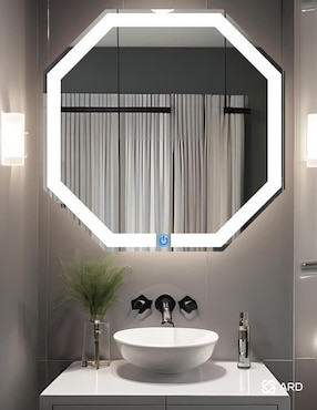 Espejo octagonal Ard para baño con luz led Glanz Octaglow