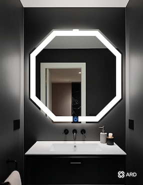 Espejo octagonal Ard para baño con luz led Glanz Octaglow