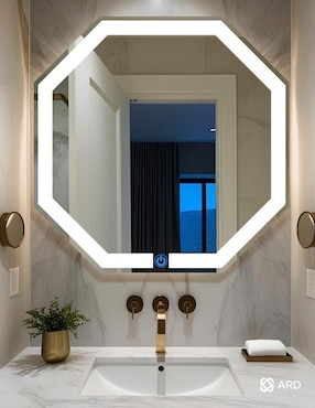 Espejo octagonal Ard para baño con luz led Glanz Octaglow