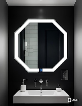 Espejo octagonal Ard para baño con luz led Glanz Octaglow