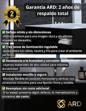 Espejo rectangular Ard para baño con luz led Luminous Glass